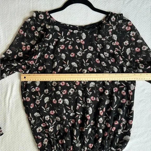 Sanctuary Blouse M Black Floral Ruffle Flounce Whimsigoth Fairy Dark Romantic - Picture 6 of 8
